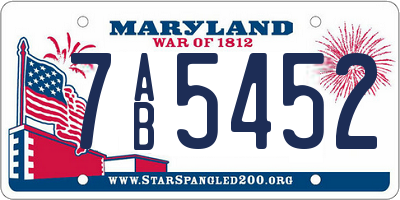 MD license plate 7AB5452