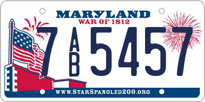 MD license plate 7AB5457
