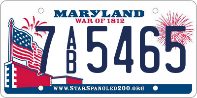 MD license plate 7AB5465