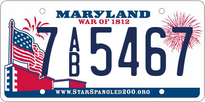 MD license plate 7AB5467