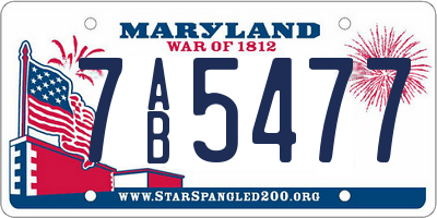 MD license plate 7AB5477