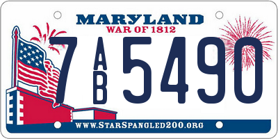 MD license plate 7AB5490