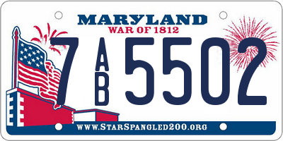 MD license plate 7AB5502