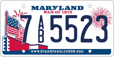 MD license plate 7AB5523