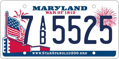 MD license plate 7AB5525