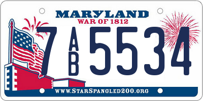 MD license plate 7AB5534