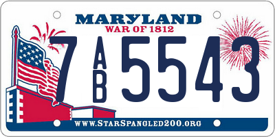 MD license plate 7AB5543