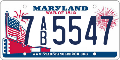 MD license plate 7AB5547