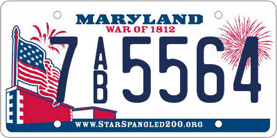 MD license plate 7AB5564