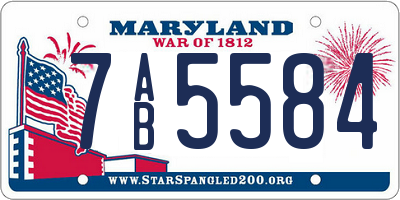 MD license plate 7AB5584