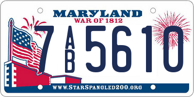 MD license plate 7AB5610