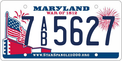 MD license plate 7AB5627