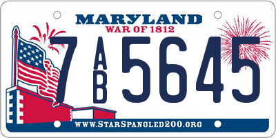 MD license plate 7AB5645