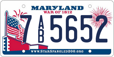 MD license plate 7AB5652