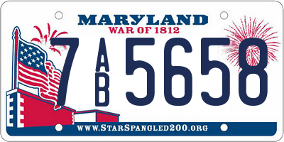 MD license plate 7AB5658