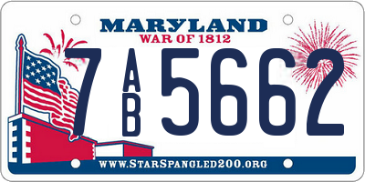 MD license plate 7AB5662