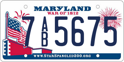 MD license plate 7AB5675