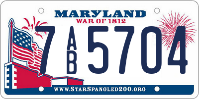 MD license plate 7AB5704
