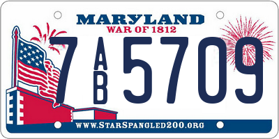 MD license plate 7AB5709
