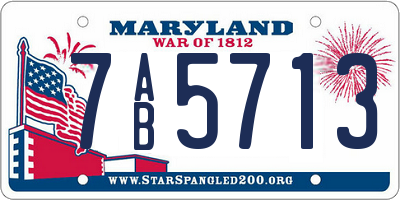 MD license plate 7AB5713