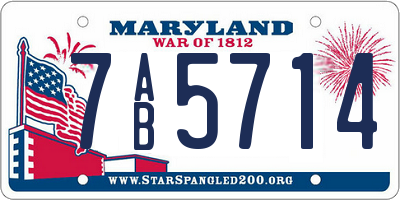MD license plate 7AB5714