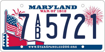 MD license plate 7AB5721