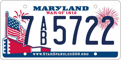 MD license plate 7AB5722
