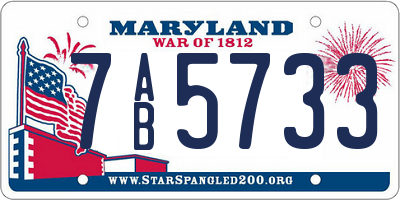 MD license plate 7AB5733