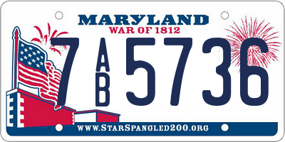 MD license plate 7AB5736