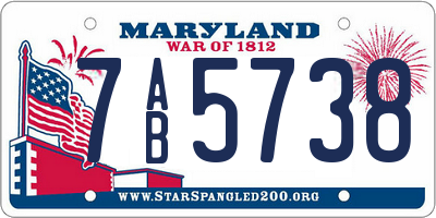 MD license plate 7AB5738