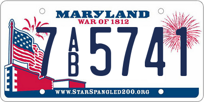 MD license plate 7AB5741