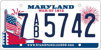 MD license plate 7AB5742