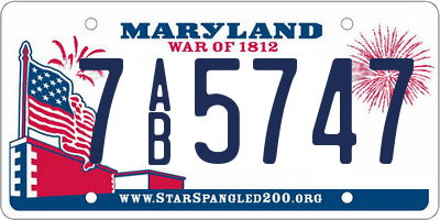 MD license plate 7AB5747