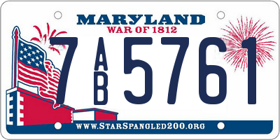 MD license plate 7AB5761