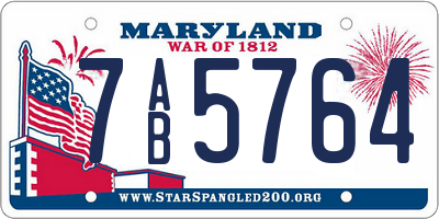 MD license plate 7AB5764