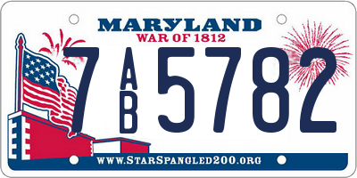 MD license plate 7AB5782