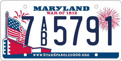 MD license plate 7AB5791