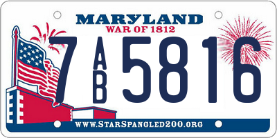 MD license plate 7AB5816