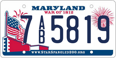 MD license plate 7AB5819