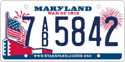 MD license plate 7AB5842