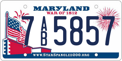 MD license plate 7AB5857