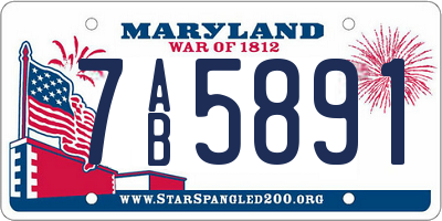 MD license plate 7AB5891