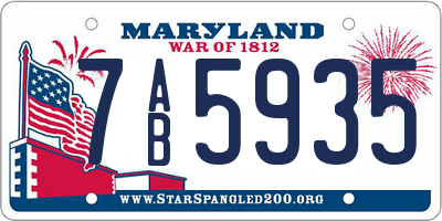 MD license plate 7AB5935