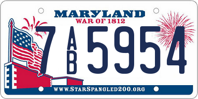 MD license plate 7AB5954