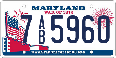 MD license plate 7AB5960