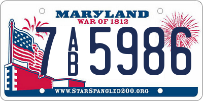 MD license plate 7AB5986