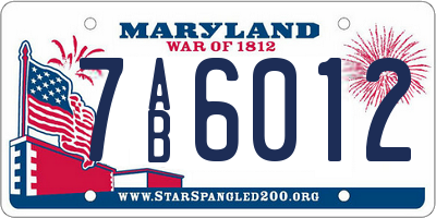 MD license plate 7AB6012
