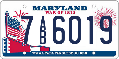 MD license plate 7AB6019