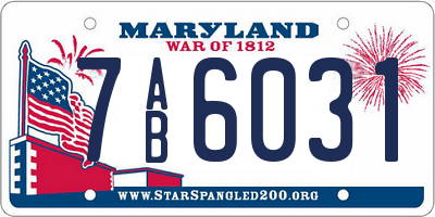 MD license plate 7AB6031