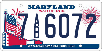 MD license plate 7AB6072